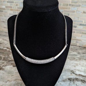 Touchstone Crystal by Swarovski White Collar Necklace (Rhodium Plated!) 15-18”